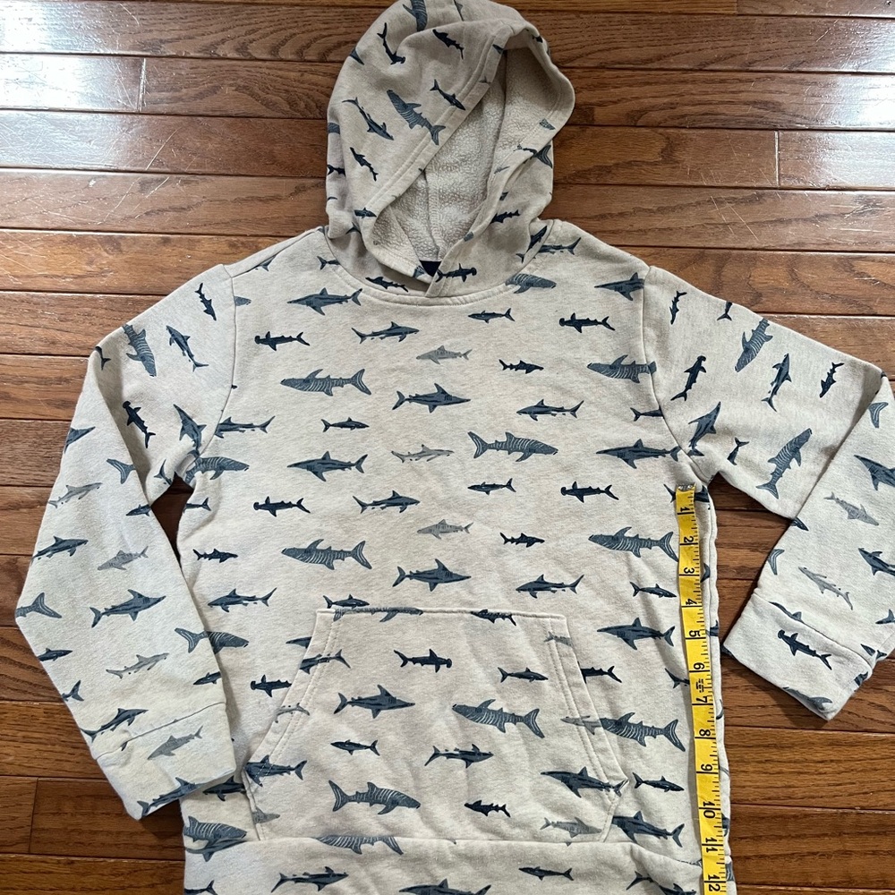 Old Navy Beige Hoodie and Shorts Set with Shark Pattern